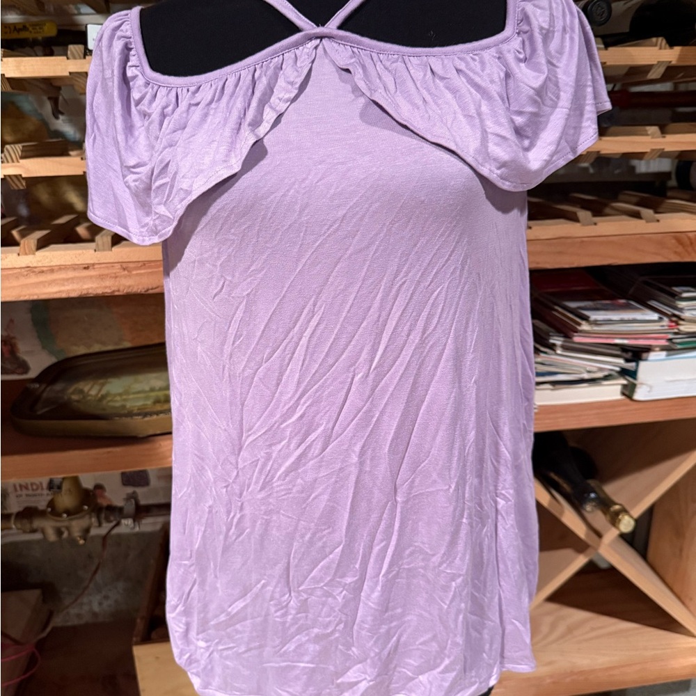 Du Jour Lilac Off-Shoulder Ruffle Camisole